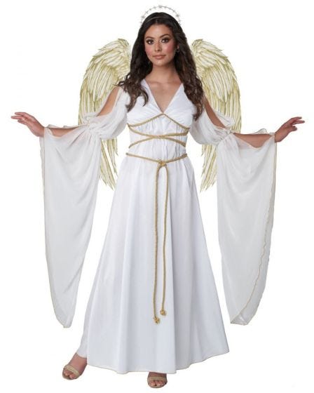 a woman dressed as an angel