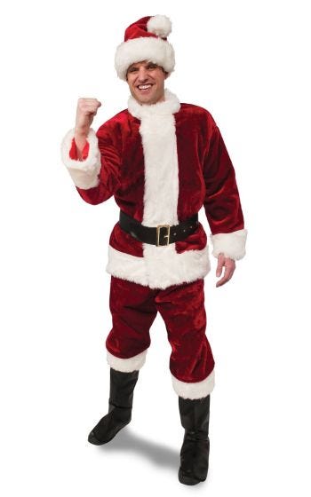 Deluxe Crimson Regency Premier Plush Santa Suit Mens Costume