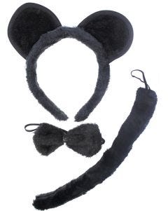 3pcs Black Mouse Costume Headband Set
