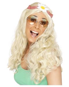 Blonde Groovy Wig with Daisy Headband