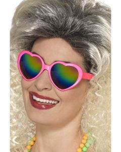 Rainbow Hearts 80s Glasses