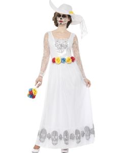 White Day of Dead Skeleton Bride Womens Costume