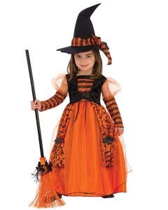 Orange Sparkle Witch Girls Costume