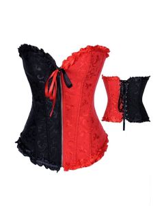 Black Red Harley Quinn Womens Corset