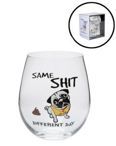 Pug Stemless Wine Glass