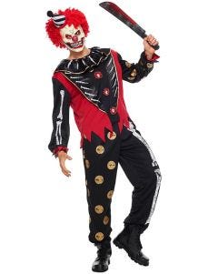 a man wearing a killer clown costume