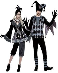 Couple Evil Jester Halloween Harlequin Costume
