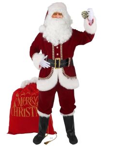 Full Set 12pcs Luxury Velvet Santa Claus Mens Costume