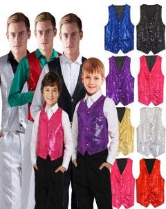 Unisex Sequins Costume Vest Waistcoat